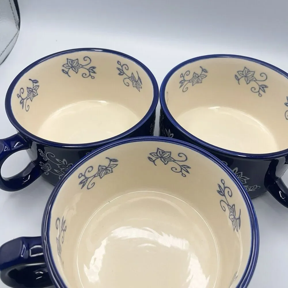 4 Temp-tations By Tara Blue Floral Lace Soup Mug Handle PPP-SQ-166987